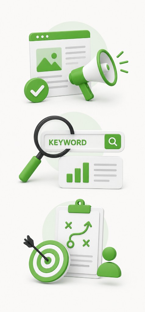 Guest posting deliverables illustration &mdash; guest posts, keyword research, and content marketing strategy consulting